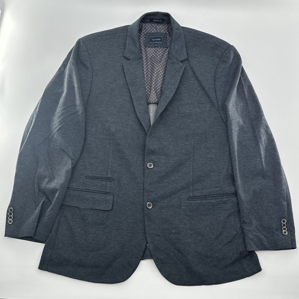 7 Diamonds Mannix 4-Way Stretch Blazer Sport Coat Mens 2XL Gray Black Jacket